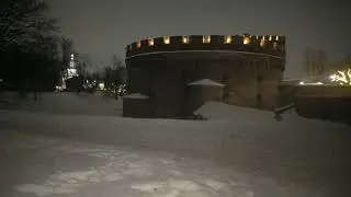 Footage of a winter evening view of the fortress. Static image.