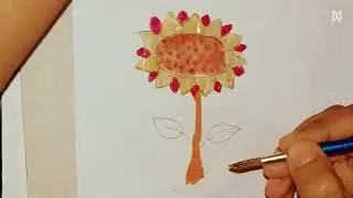 How to draw sunflower draw with colour #viralvideo #draw #sunflower 