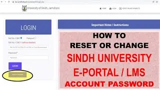 Sindh University Admissions 2024 | How to change or reset Sindh University eportal account password