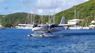 Seaborne Airlines Twin Otter amphibian take off Charlotte Amalie Harbour