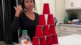 Family game night flip cup stack cup challenge 