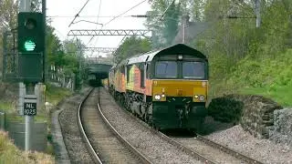(HD) Colas Rail 66847 + 47727 + 66848 + 66850  pass West Hampstead - 23/4/14