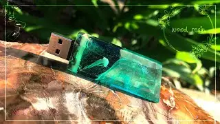 【Resin/ウッドレジン】 木とレジンでクラゲとオーロラのUSB /How to make USB with epoky resin and wood  【смола/DIY/레진】