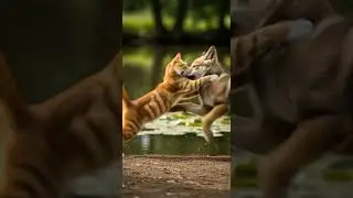 Cat vs Wolf Pup&hellip; Big Wolf YEETS Him Into the Wild Chase #animals #wildlife #nature