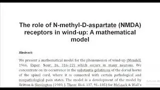 The role of N methyl D aspartate NMDA receptors in wind up A mathematical model