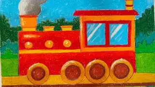 Cool train art by oil pastel pencil sketch। Moly Art Academy