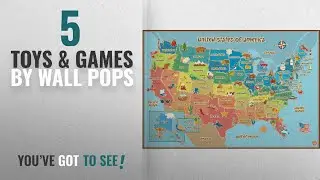 Top 10 Wall Pops Toys & Games [2018]: Wall Pops WPE0623 Kids USA Dry Erase Map Decal Wall Decals