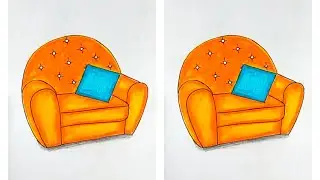 How to Draw a Sofa 🛋️ with colour