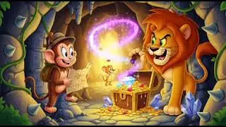 Monkey and Lion Secret Cave | Sweet Jungle Adventure Poem for Kids