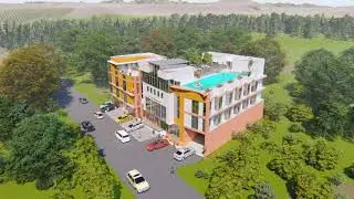 3D Animation of a Hotel with pool