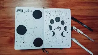 july bullet journal plan with me 2021: minimalistic moon phases theme *beginner friednly*