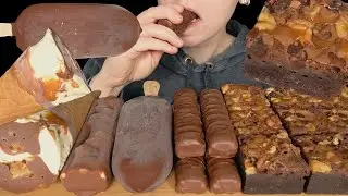 ASMR Chocolate Caramel Fudge Brownie, Magnum Ice Cream, Twix Ice Cream, Caramel Praline Cone Mukbang