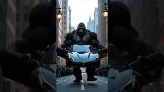 Giant Bodybuilder Gorilla 🦍 Lifts a Car 🚗 | Unreal Strength 😱 | #shorts #cartoon #viralshort