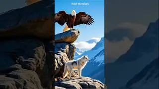 Is it an old friendship or a coincidental ambush?#eagle #wolf #shorts #nature