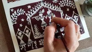 Warli art Radha Krishna acrylic painting ideas | Tribal warli painting tutorial step by step