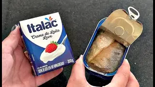 JOGUE CREME DE LEITE NA SARDINHA/ COMIDA DE RICO, DE LAMBER OS DEDOS!!