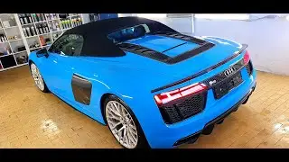 Audi R8 Spyder Baby Blue Car Wash by Alles-Klar Car detailing in Soest.