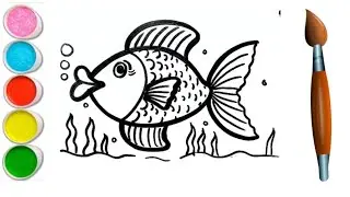 Fish drawing for kids | How to draw fish step by step | Coloring Painting toddler | Kids Drawing 