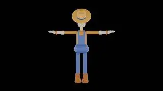 3D Cartoon Male Farmer Character Turntable | Stylized Country Farmer Guy Model