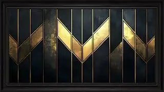 Black and Gold Chevron Geometric Wall Deco: 4K Frame TV Art Screensaver