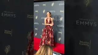 Julianne Nicholson backstage at the 2025 Creative Arts Emmys after winning for 'Hacks'