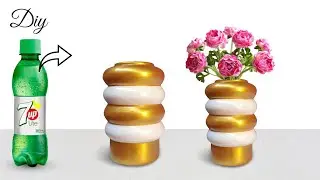 Plastic bottle flower vase making | table top flower pot from cement