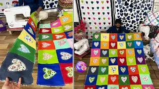 Unique Heart Quilt making #handmade