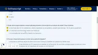 Go Transcript Portuguese : Transcreva as respostas do teste de portugu&ecirc;s