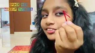 Simple and easy Halloween makeup tutorial for kids 🥰#spiderweb #makeuptutorial #halloweenmakeup 