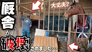 厩舎から突然大きな爆音が！？慌てて馬房を確認しに行ったら…大破してました。【ツルマルボーイ様のシモベ】