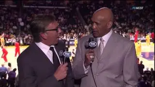 02 20 2012   Blazers vs  Lakers   Billy Mac And Stu Lantz Share A Special Moment