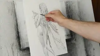 Mazer, Part 2  improvisation, sketch drawing, charcoal on paper, 41x29, Guennadi Ulibin