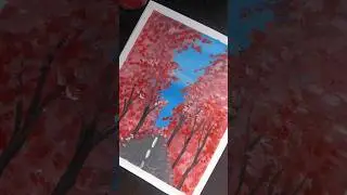 beautiful pink  forest  sunset drawing art# painting||#beautiful #pink #forest #painting #shortvideo