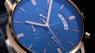 CRRJU 2273 Men Blue Dial Full Mesh Steel Quartz Watch