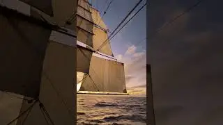 Sunset sails and stunsails setting the scene for an unforgettable adventure.