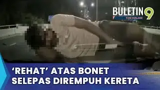 Aksi Tular Penunggang Motosikal 'Berehat' Atas Bonet Selepas Kemalangan (B9)