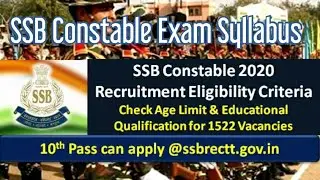 SSB Constable Exam Syllabus l SSB Constable Selection Process l SSB Cook ,Driver, Safaiwala Syllabus
