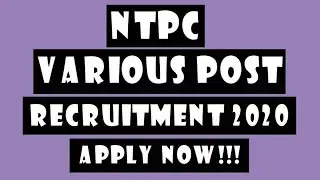 National Thermal Power Corporation Recruitment 2020 | NTPC Recruitment 2020