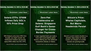 Blockchain News: Sunday, December 14, 2025 at 08:47 PM #QixNewsCrypto