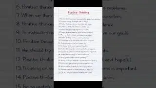 Positive Thinking 20 Lines Essay in English