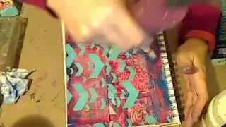Stencils and clear gesso in my Mixed Media Art Journal: JournalArtista LIVE
