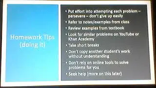 Math Success Workshop Part 4: Homework Tips