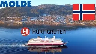 🛳 🚁Drone Footage Cruise Ship, Long Range, Hurtigruten, Norway, Molde. 10.03.2018