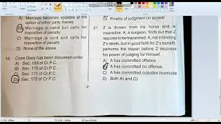 Haryana Judiciary(HJS) answer keys of exam held on 13th nov 2021 set C