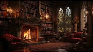 Regal Mansion Library w/ Fire Place & Ambient Music to Study, Write, Create, or Relax/ 2 HOUR