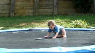 Lachlan getting up to no good on the trampoline