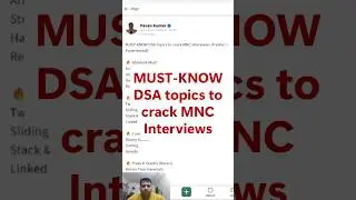 Must-Know DSA Topics to Crack MNC Interviews #ytshorts #shorts #ytshortsindia