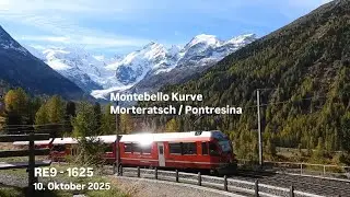 #Rhaetianrailway: from valley to #Morteratsch glacier: #Montebello #Curve in front of Piz Bernina