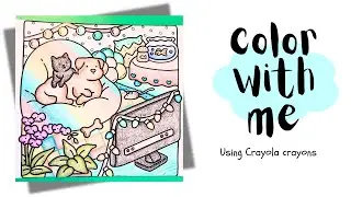 Quiet coloring 🐱🐶 using 🖍️ @CrayolaLLC crayons from Cat Moments by Hikaru Kotz #nosound ❤️🧡💛💚