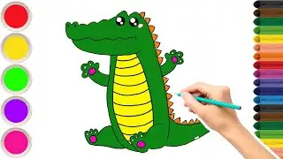 Let's draw and color a baby crocodile/ alligator l Kids Drawing Animals l BoBoKids - Learn Color Art